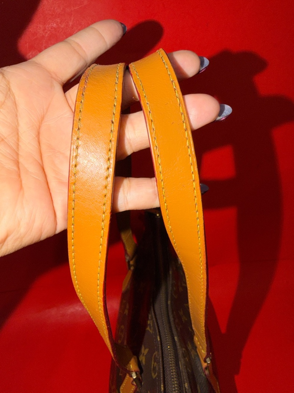 Louis Vuitton Monogram Canvas Tote in Brown with Tan Straps - Picture 6 of 11